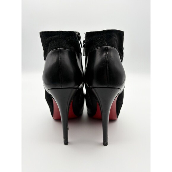 Christian Louboutin Black Leather & Suede Ankle Booties w/ Lace Up Detail EU 38 - Picture 6 of 11